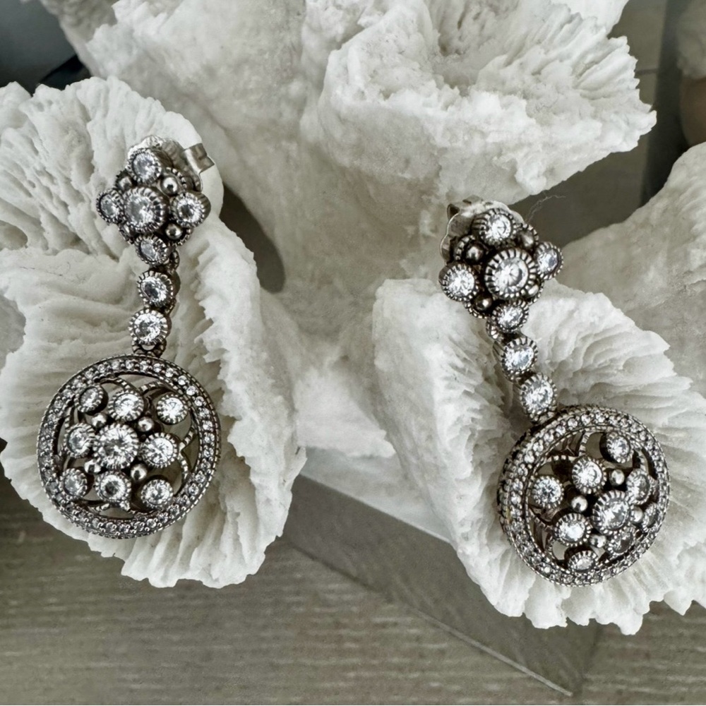 Judith Ripka Silver Crystal Cluster Earrings